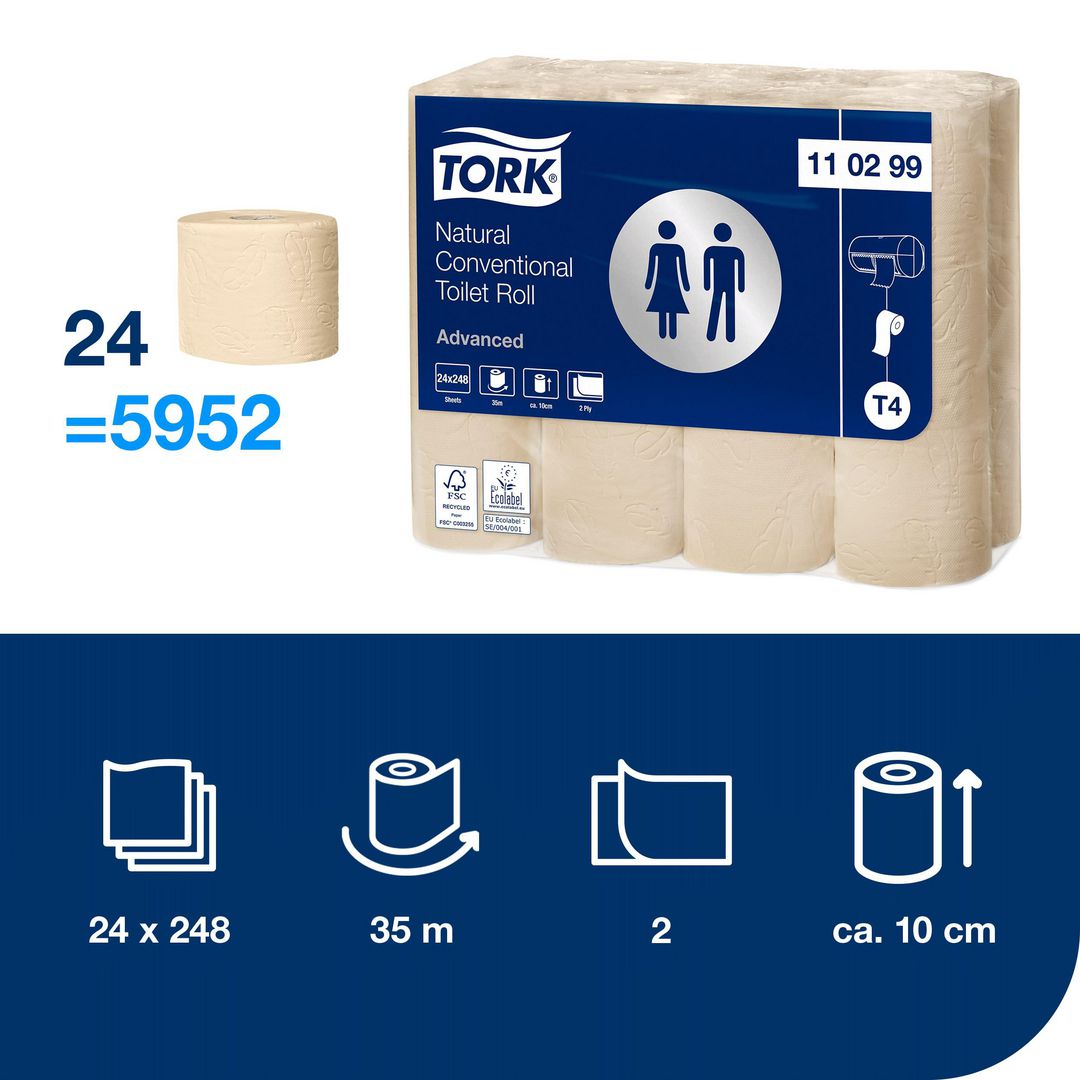 Toalettpapir TORK Adv. natur 2L T4 (24 ruller)