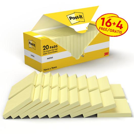Notatblokk POST-IT 76x76 CY (20)
