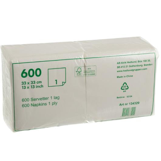 Serviett DUNI 1L 33cm finess hvit (600)