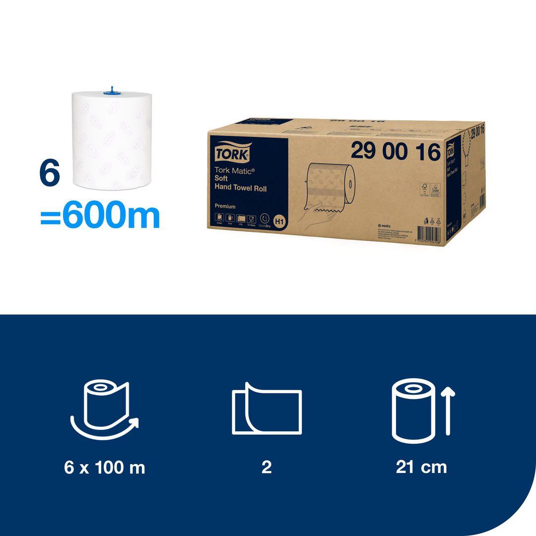 Tørkerull TORK Matic Premium 2L H1 100m (6 stk)
