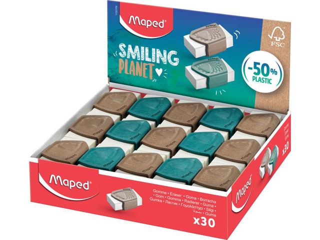 Viskelær MAPED Smiling planet hvit