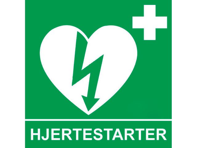 Hjertestarterskilt 15x15cm flouriserende