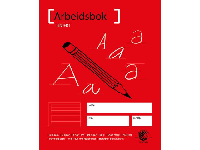 Arbeidsbok 17x21 80g 5,5:7:5,5 hj.linje