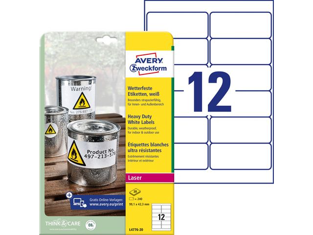 Etikett AVERY polyester 99,1x42,3mm(240)
