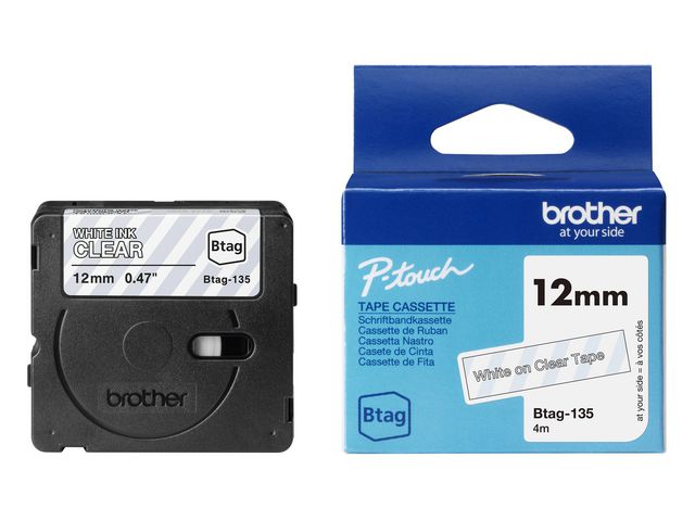 Tape BROTHER BTAG135 12mmx4m hvit/klar