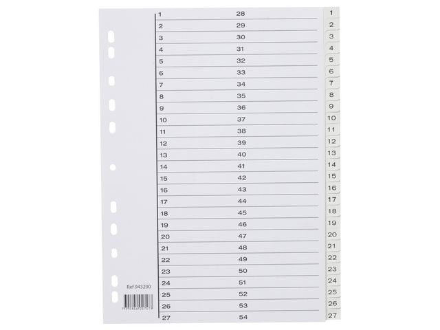 Register A4 PP 1-54 m/indeksark hvit