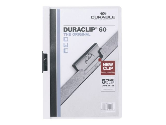 Klemmappe DURACLIP A4 60 ark hvit