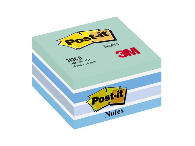Notatkube POST-IT 76x76 ass blå/hvit