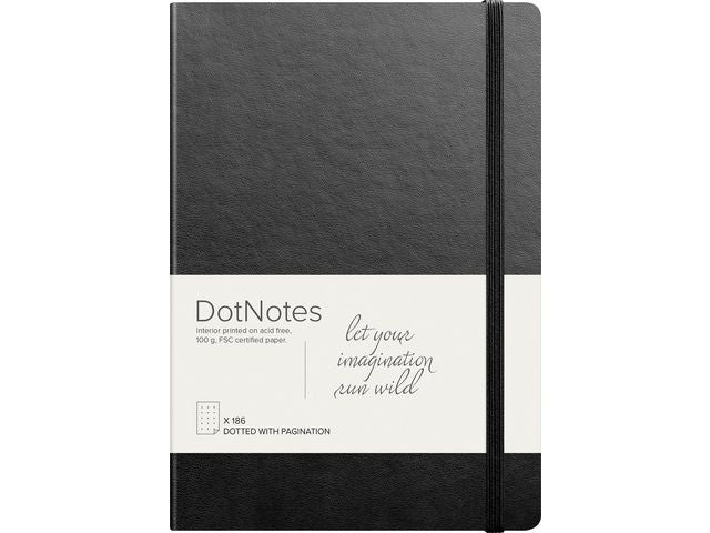 Notatbok BURDE DotNotes A5 udatert sort