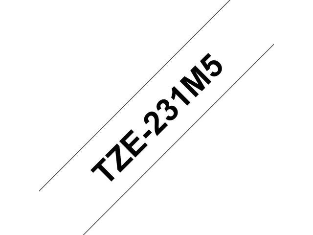 Tape BROTHER TZe231M5 12mm sort/hvit (5)