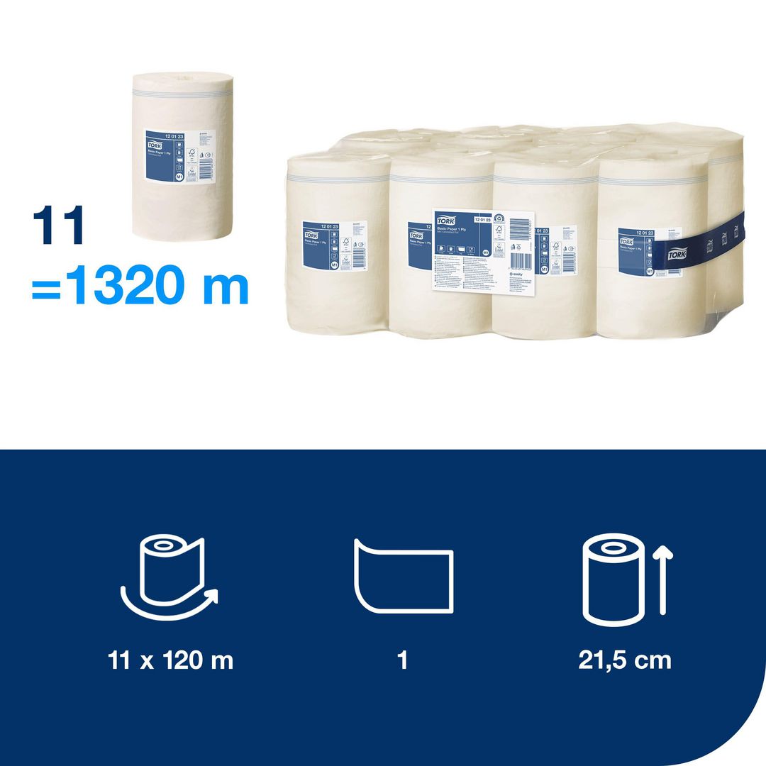 Tørkerull TORK Basic 1L M1 120m (11 stk)