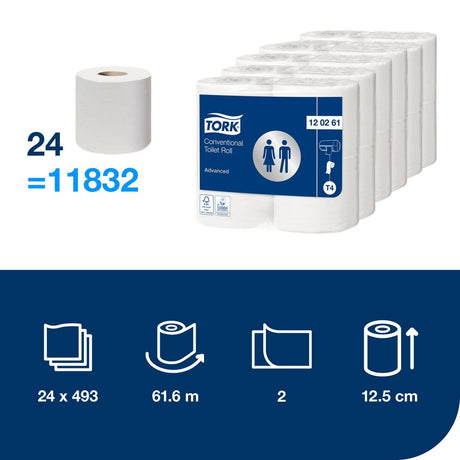 Toalettpapir TORK Advance 2L T4 62m (24 ruller)