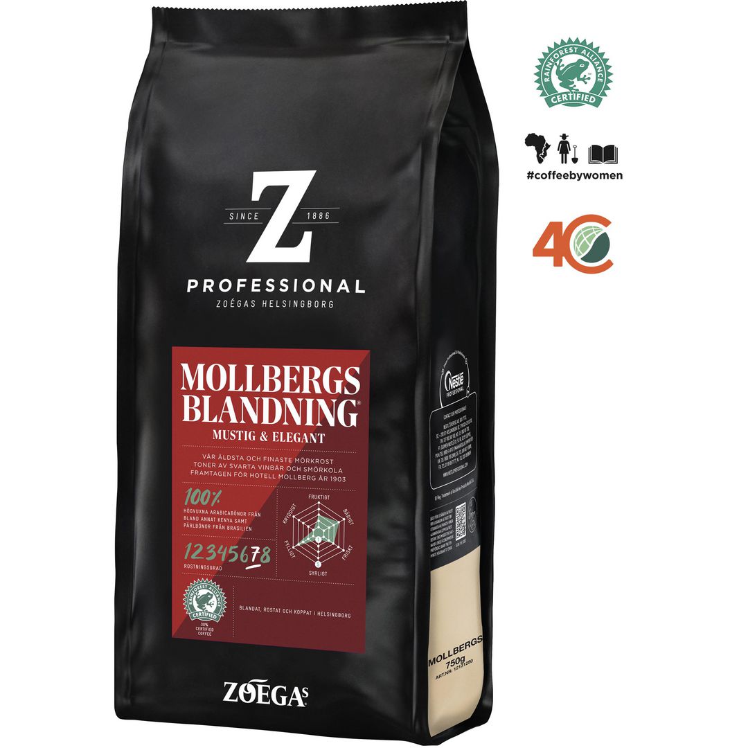 Kaffe Zoégas Mollbergs hele bønner 750g (8 poser á 750g)