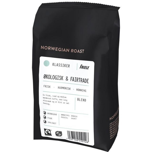 Kaffe FRIELE Øko&Fairt hele bønner  (12 poser á 500g)