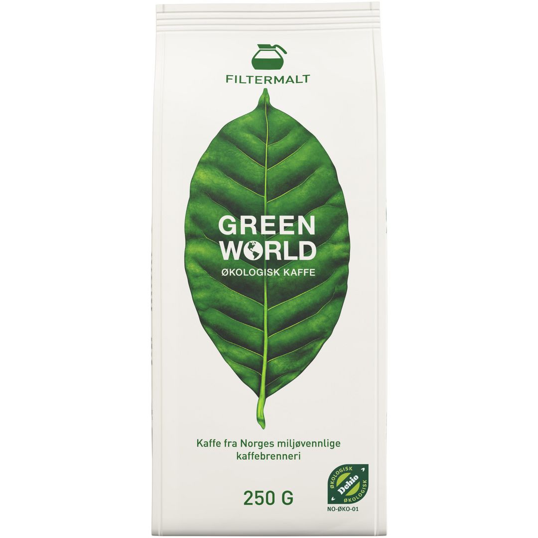 Kaffe GREEN WORLD filtermalt økolog  (24 poser á 250g)