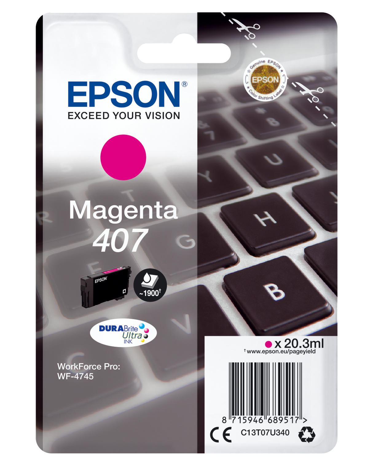 Epson C13T07U340 magenta blekkpatron