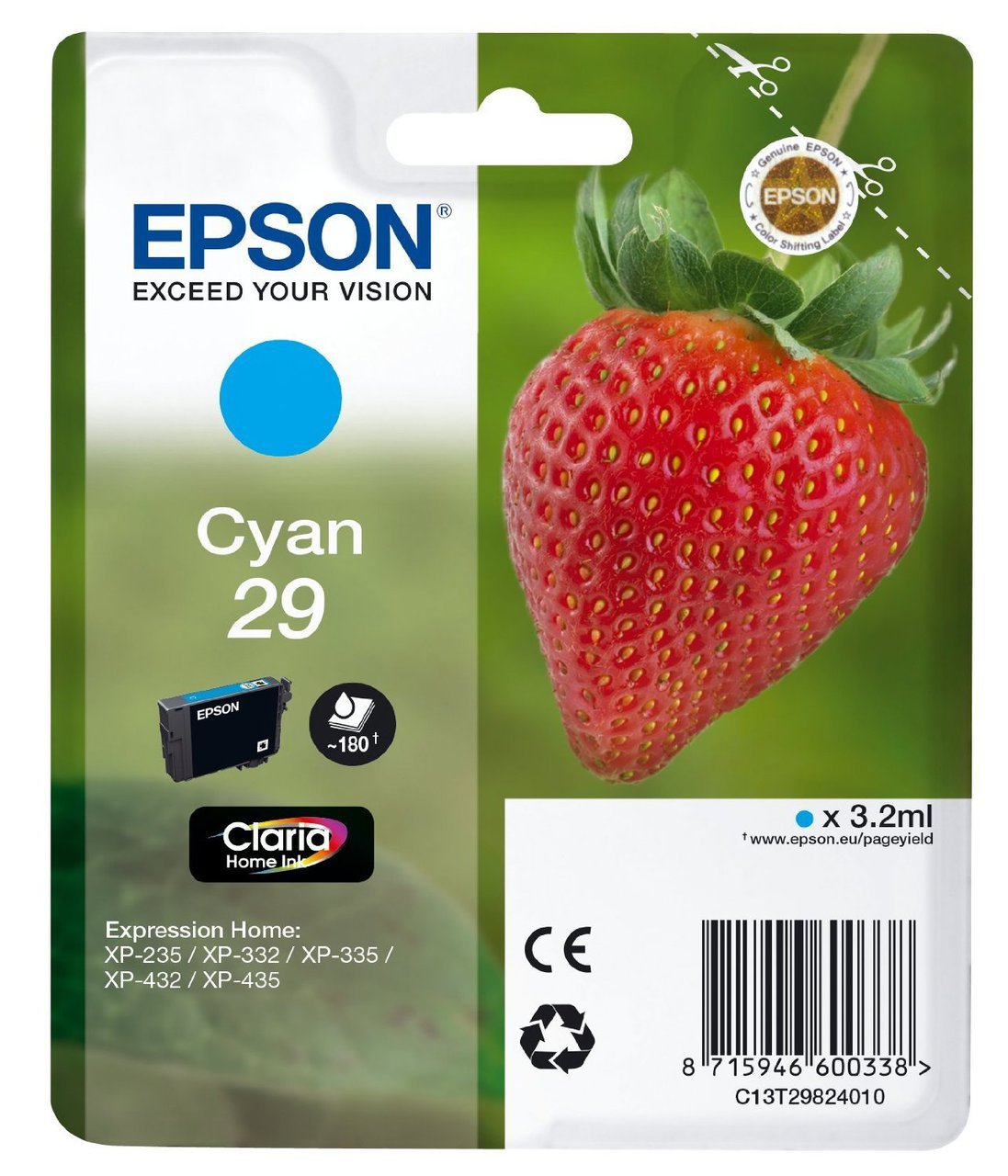 Epson C13T29824012 cyan blekkpatron