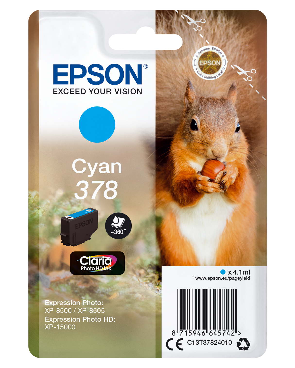 Epson C13T37824010 cyan blekkpatron