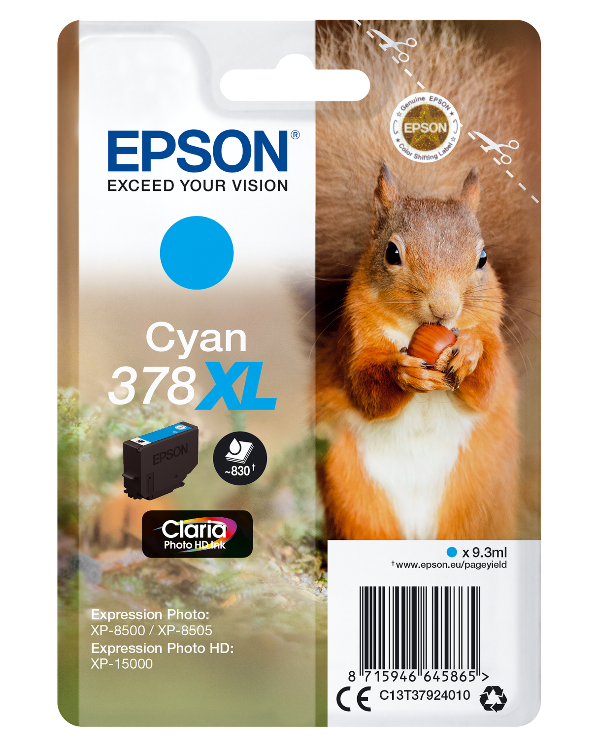 Epson C13T37924010 cyan blekkpatron