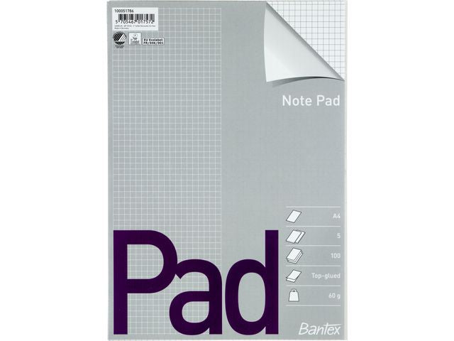 Notatblokk BANTEX A4 rutet 60g topplimt