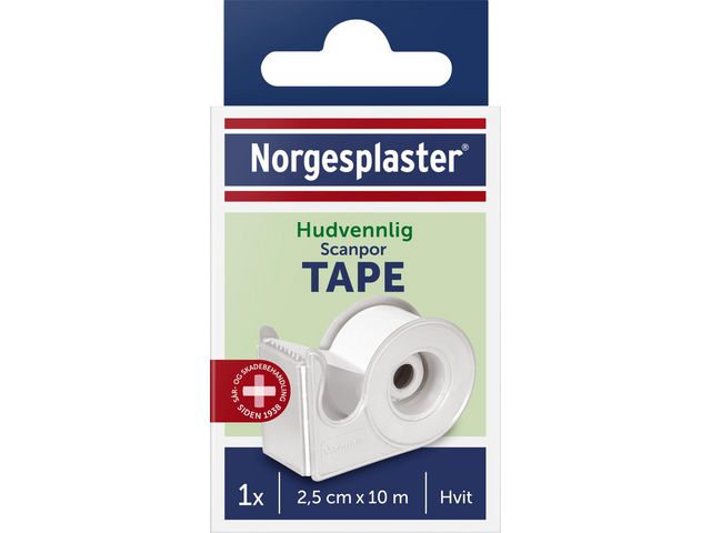 Tape Scanpor m/disp. 2,5cmx10m hvit