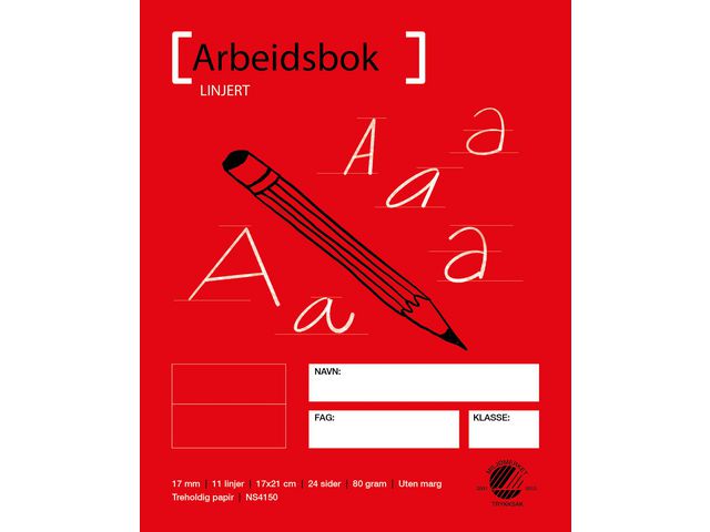 Arbeidsbok 17x21 80g 17mm linjert