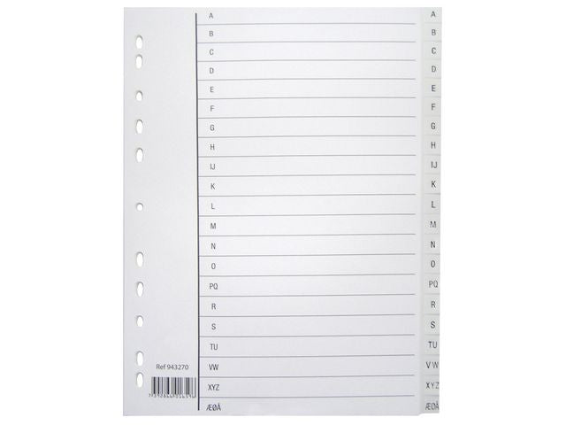 Register A4 PP A-Å m/indeksark hvit
