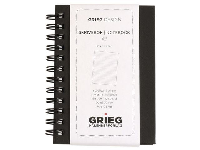 Notatbok GRIEG A7 70g 128s linjer sort
