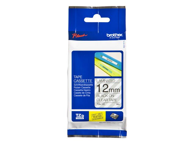 Tape BROTHER TZe-131 12mmx8m sort/klar