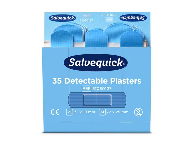 Plaster SALVEQUICK detectable blå (35x6)