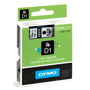 Dymo Teip D1 12mmx7m sort/klar